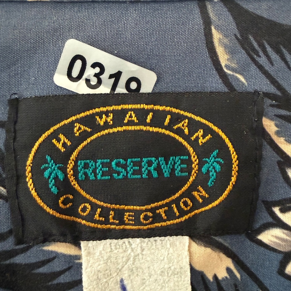 Vtg Hawaiian Reserve Collection Blue Tropical Shirt Mens Large Floral Aloha Palm - Picture 3 of 5